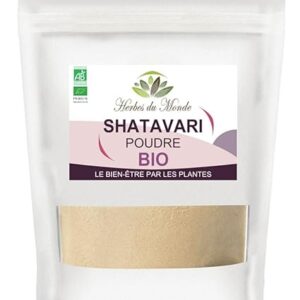 Poudre shatavari biologique jiva organics 200 g asperges herbe ayurvédique