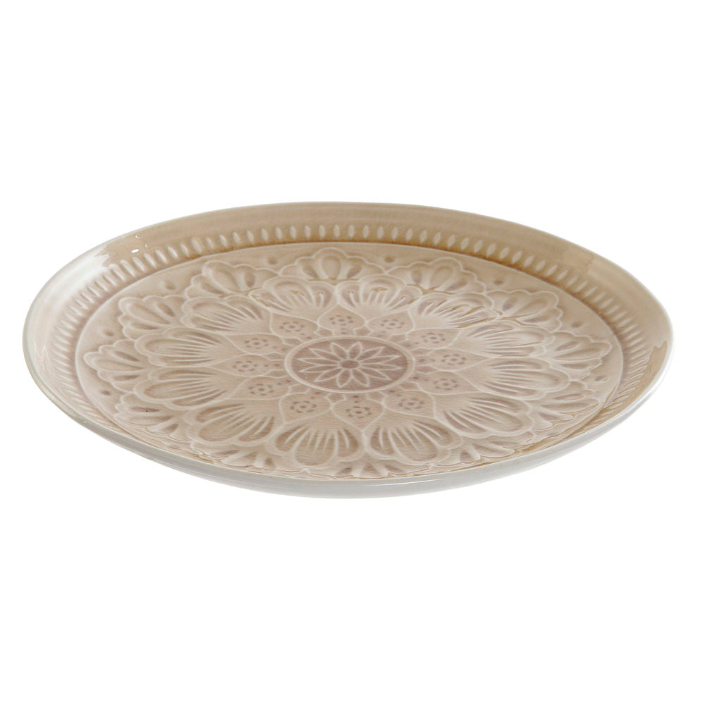 Diaytar Côte d'Ivoire Assiette plate DKD Home Decor Crème Mandala Grès (27 x 27 x 3 cm) 