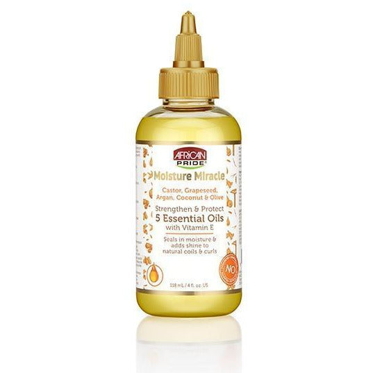 Diaytar Côte d'Ivoire African Pride Moisture Miracle Castor, Grapeseed, Argan, Coconut & Olive Strengthen & Protect 5 Essential Oils 4 OZ Hair Care