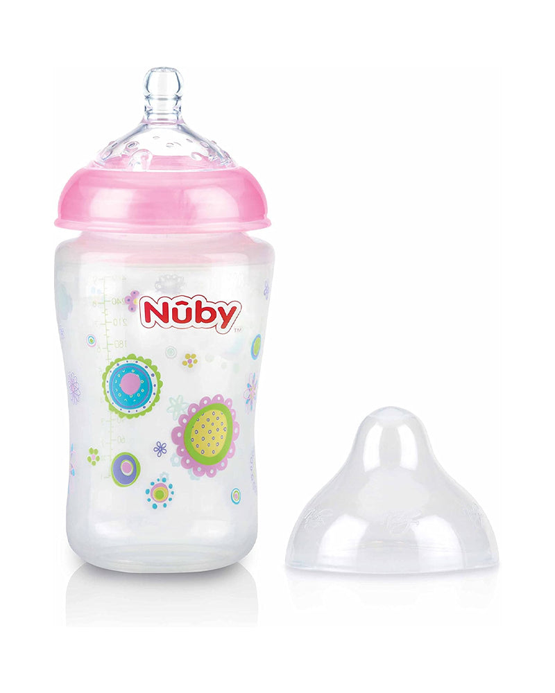 Diaytar Côte d'Ivoire biberon nûby col large avec tétine anti-coliques 360ml 3m+ - rose 