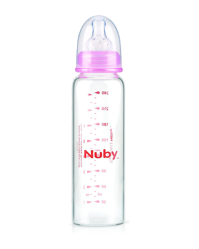 Diaytar Côte d'Ivoire biberon nûby en verre avec tétine débit lent 240 ml - rose biberon,biberons-2,fille,nuby,puericulture,Repas