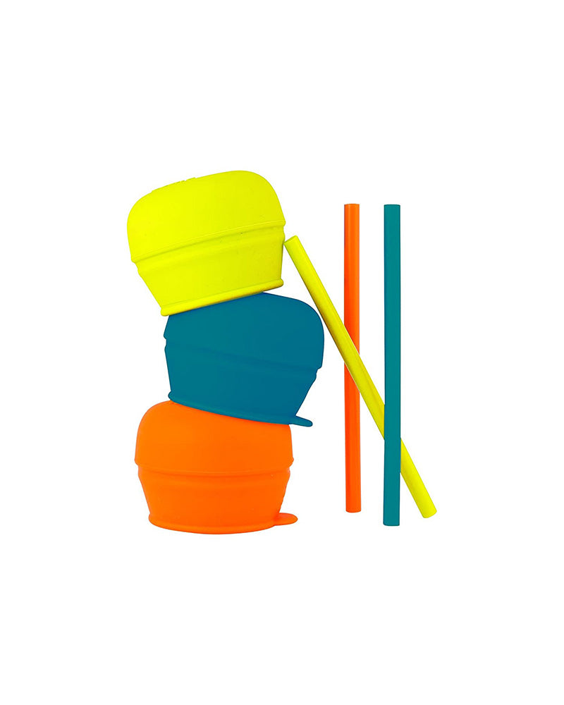 Diaytar Côte d'Ivoire boon snug straw - 3 couvercles + 3 pailles en silicone bleu/orange/vert - default title a-table,boon,puericulture,Repas
