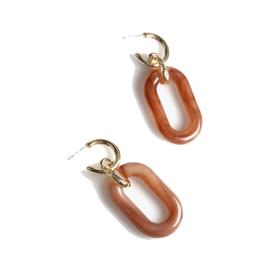 Diaytar Côte d'Ivoire Boucles d'Oreilles Femme Lola Casademunt Anneaux Ovale Résine Marron Doré (2 x 5,5 cm) 