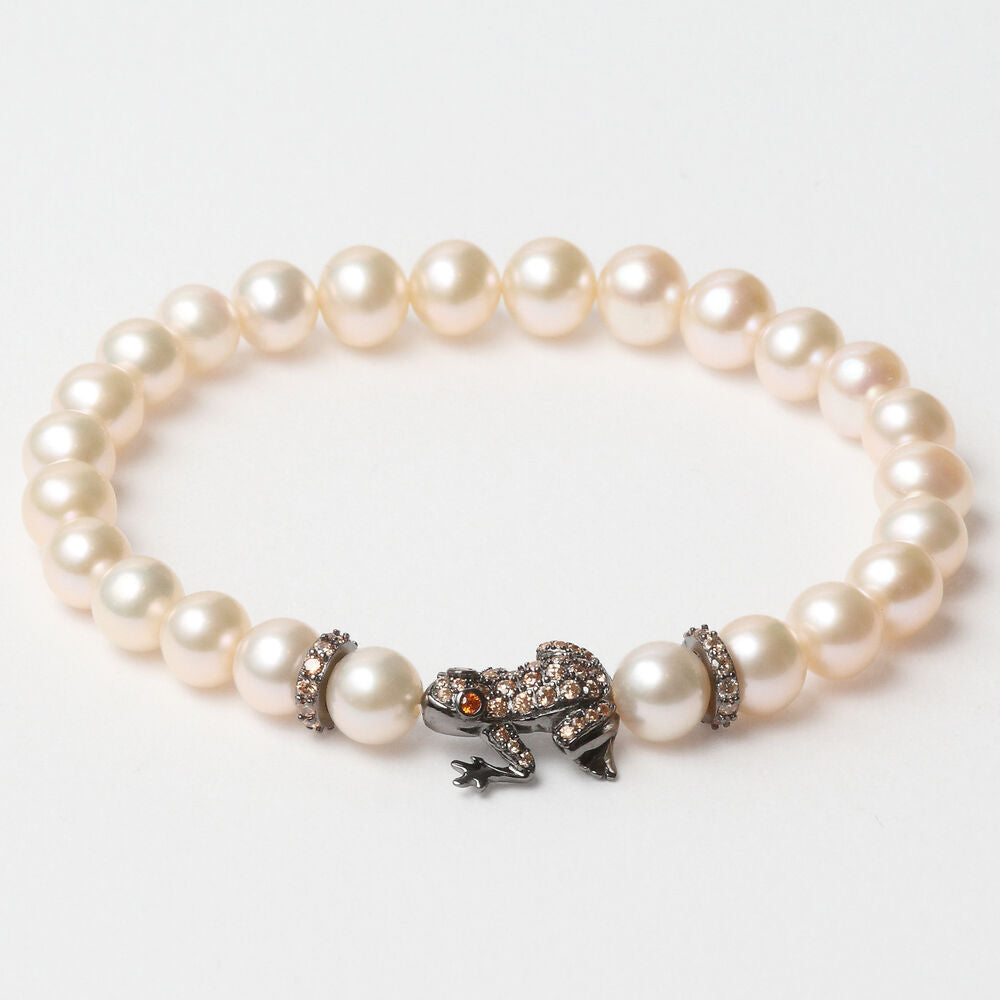 Diaytar Côte d'Ivoire Bracelet Femme Lancaster JLA-BR-FROG-4-WH Argent Massif Marron Blanc 16 mm 