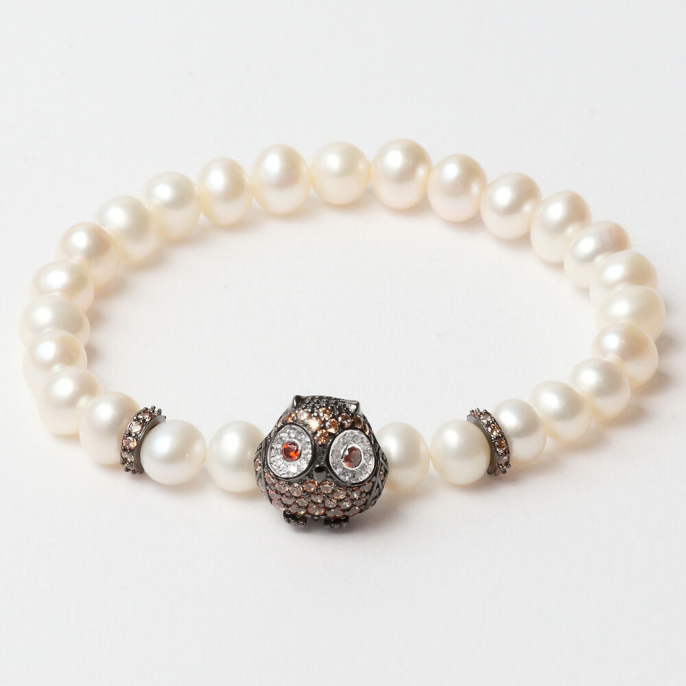 Diaytar Côte d'Ivoire Bracelet Femme Lancaster JLA-BR-OWL-4-WH Argent Massif Marron Blanc 16 mm 