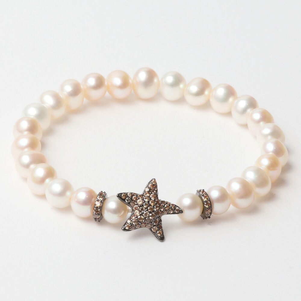 Diaytar Côte d'Ivoire Bracelet Femme Lancaster JLA-BR-STAR-4-WH Argent Massif Marron Blanc 16 mm 