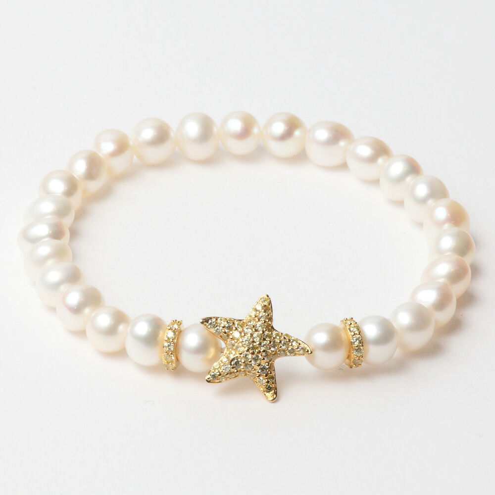 Diaytar Côte d'Ivoire Bracelet Femme Lancaster JLA-BR-STAR-6-WH Argent Massif Doré Blanc 16 mm 