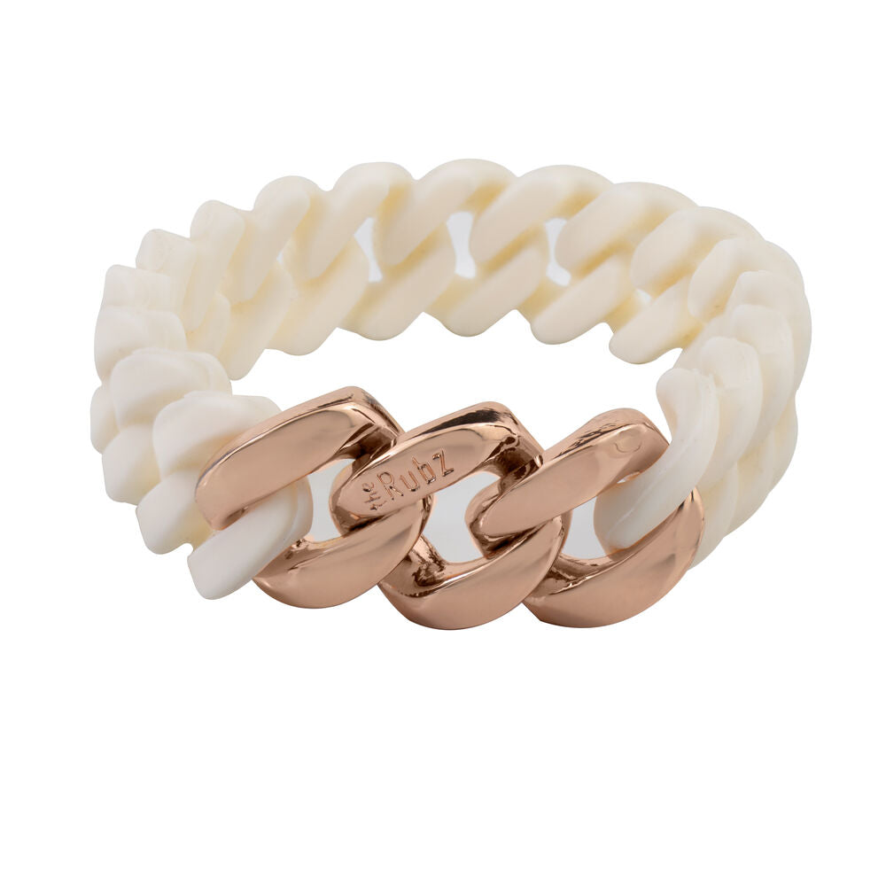 Diaytar Côte d'Ivoire Bracelet Femme TheRubz 03-100-148 Blanc Rose Silicone Acier Inoxydable (15 mm x 18 cm) 