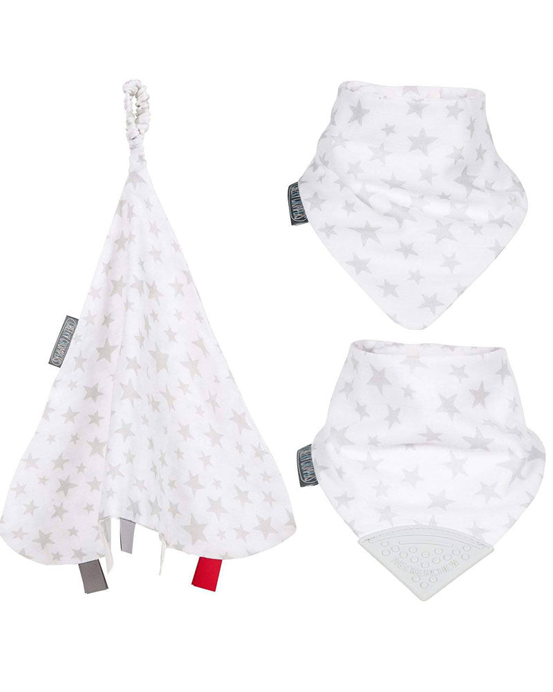 Diaytar Côte d'Ivoire coffret cadeau bébé en mousseline silver stars - default title a-table,alimentation,bavoirs,cheeky-chompers,fille,garcon,puericulture,Repas