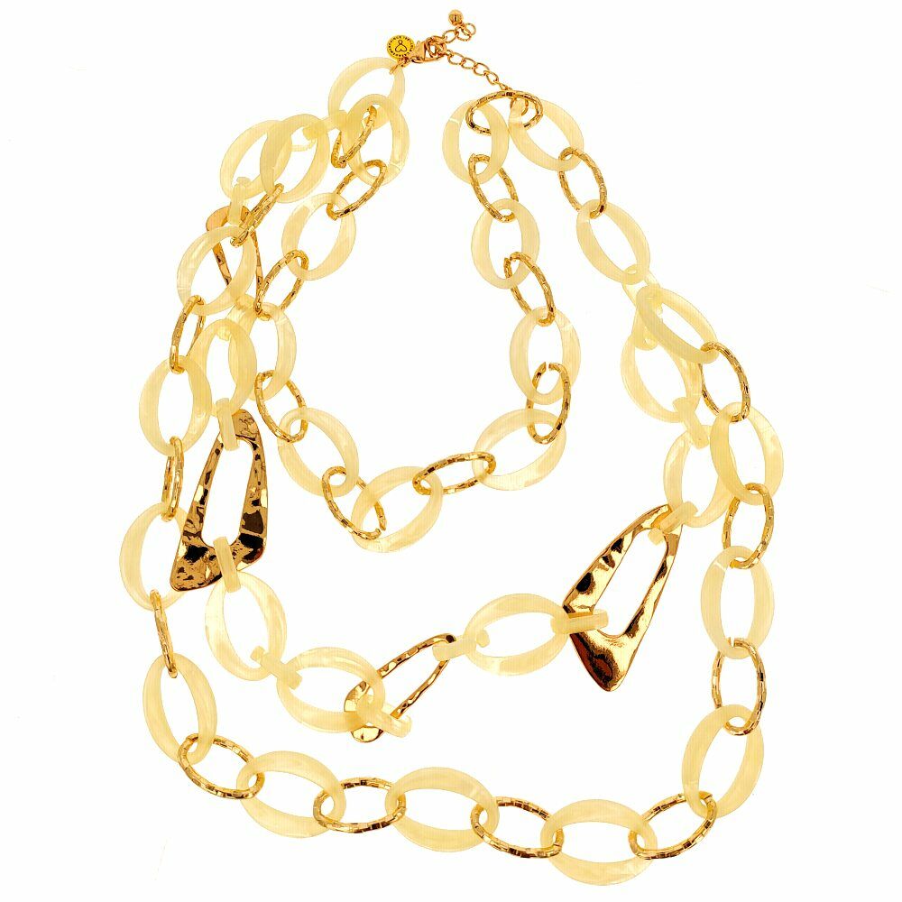 Diaytar Côte d'Ivoire Collier Femme Lola Casademunt Liens Blanc Doré 