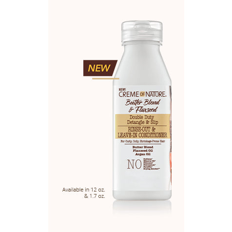 Diaytar Côte d'Ivoire Creme of Nature Butter Blend & Flaxseed Double Duty Detangle & Slip Rinse-Out & Leave-in Conditioner 12 OZ Hair Care