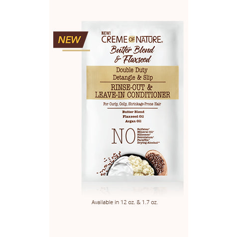 Diaytar Côte d'Ivoire Creme of Nature Butter Blend & Flaxseed Double Duty Detangle & Slip Rinse-Out & Leave-in Conditioner 1.7 OZ Hair Care