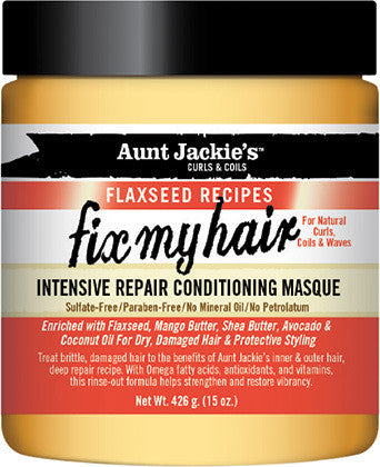 Diaytar Côte d'Ivoire Curls  Coils de tante Jackie Recettes de graines de lin Fix My Hair Intensive Repair Conditioning Masque 15oz BRAND,HAIR