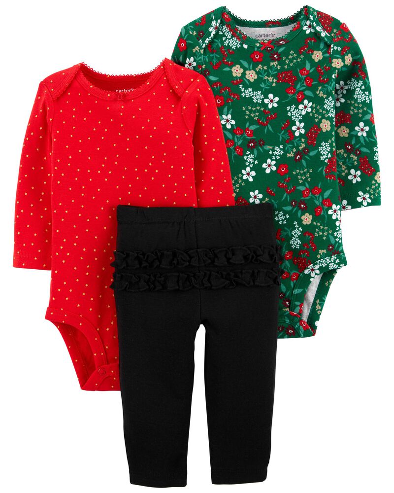 Diaytar Côte d'Ivoire ensemble 3 pièces tenue fleurs rouge - 24m 