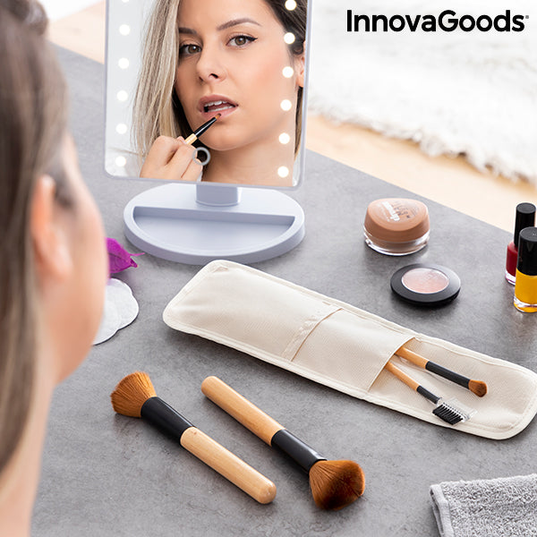 Diaytar Côte d'Ivoire Ensemble de pinceaux de maquillage en bois avec étui de transport Miset InnovaGoods 5 pièces 