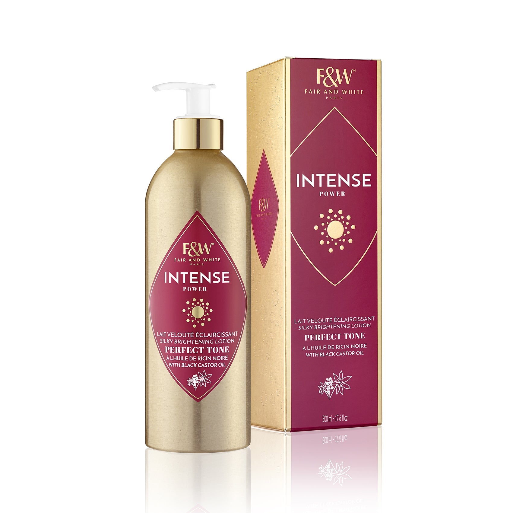 Diaytar Côte d'Ivoire Fair & White Intense Power Lait velouté éclaircissant à l’Huile de Ricin Noire 500 ml 