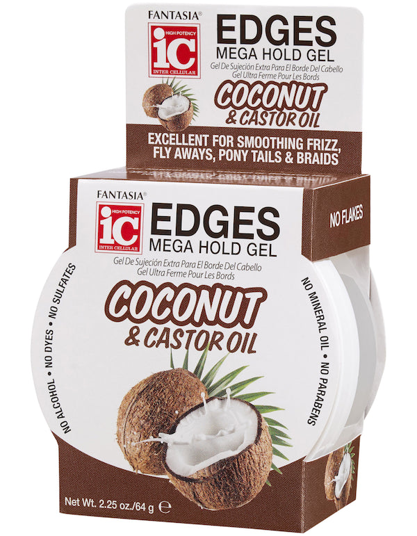 Diaytar Côte d'Ivoire Fantasia IC NOIX DE COCO ‣ EDGES Mega Hold Gel Noix de coco et huile de ricin 2,25 oz 