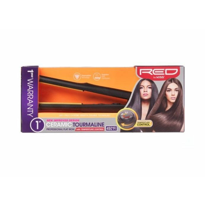 Diaytar Côte d'Ivoire Fer plat en céramique tourmaline rouge par Kiss 1" avec contrôle de la température #FI100U Beauty