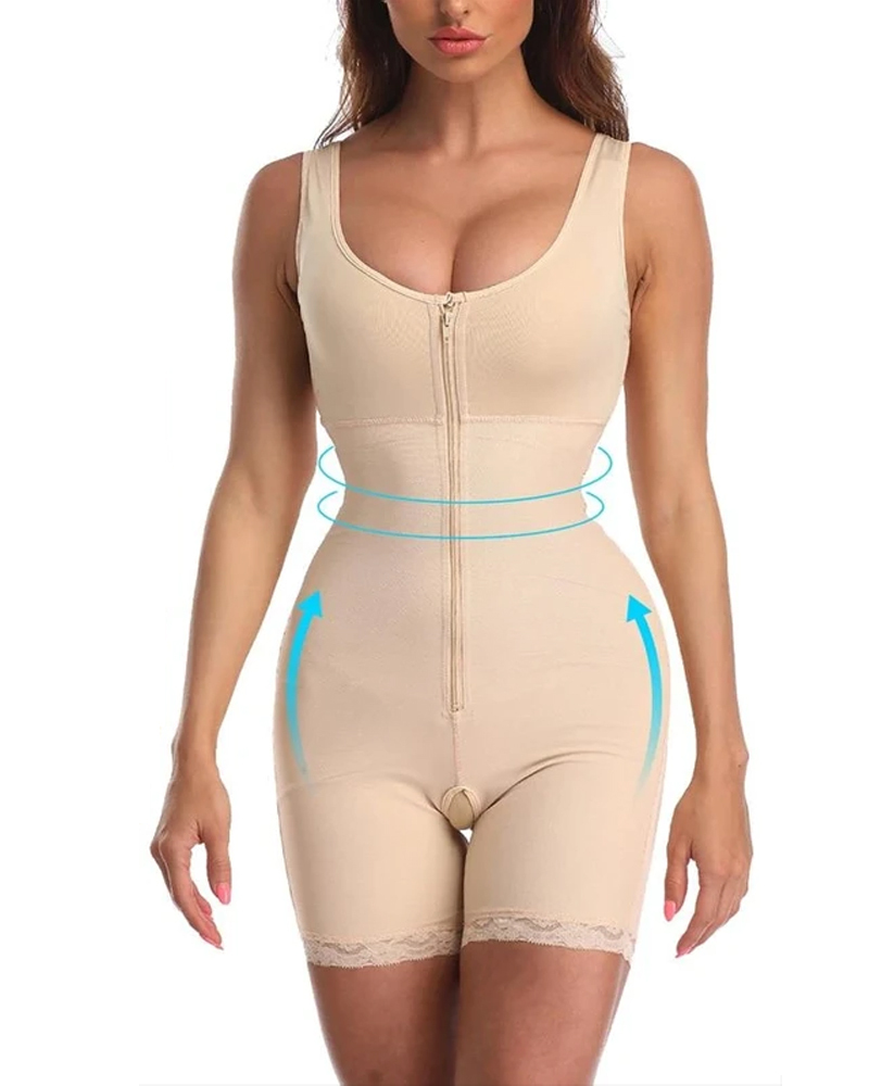 Body femme grande taille Shapewear fermeture éclair contrôle Abdomen