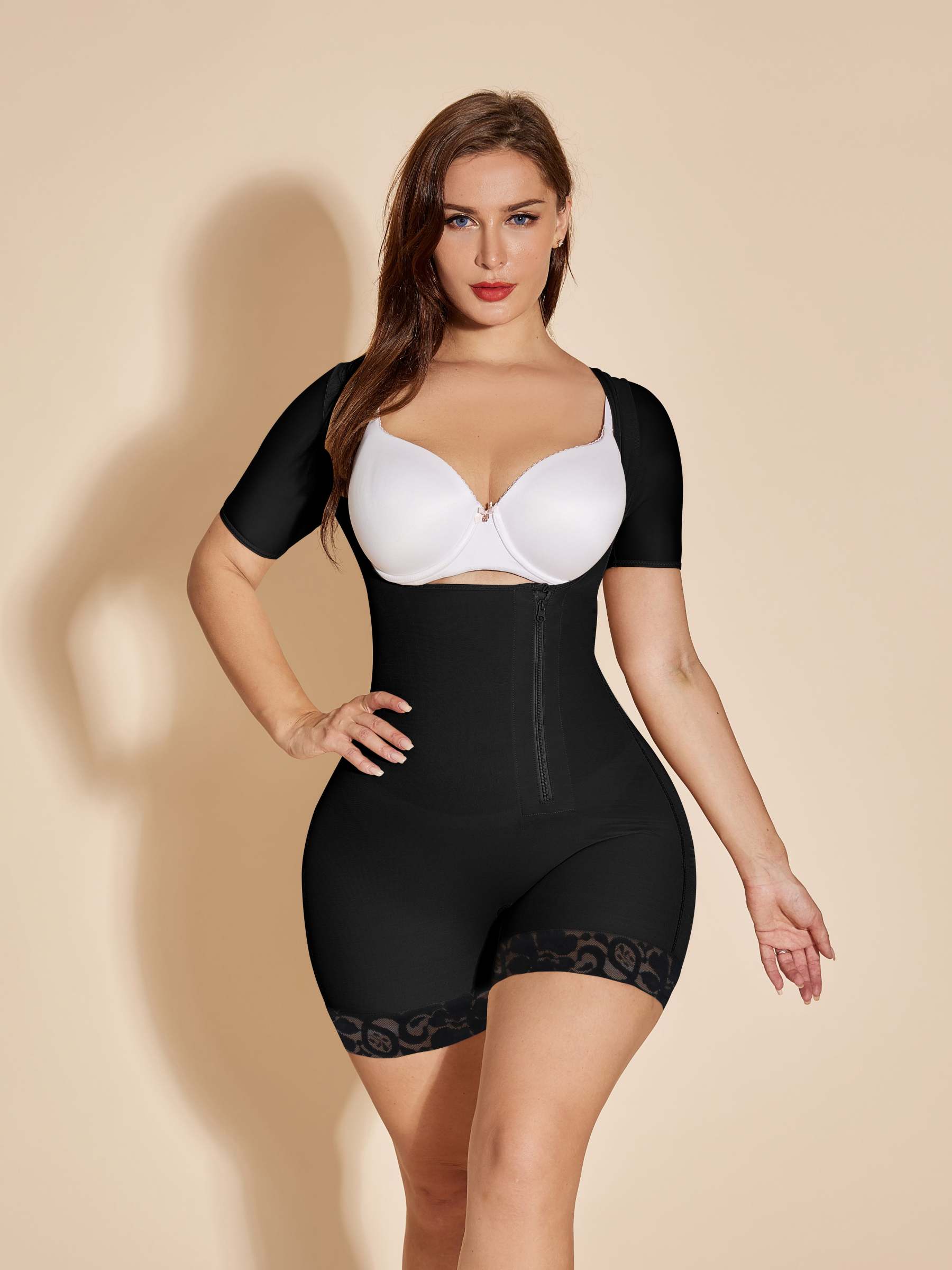 Body post-partum de compression Faja pour buste ouvert - Noir