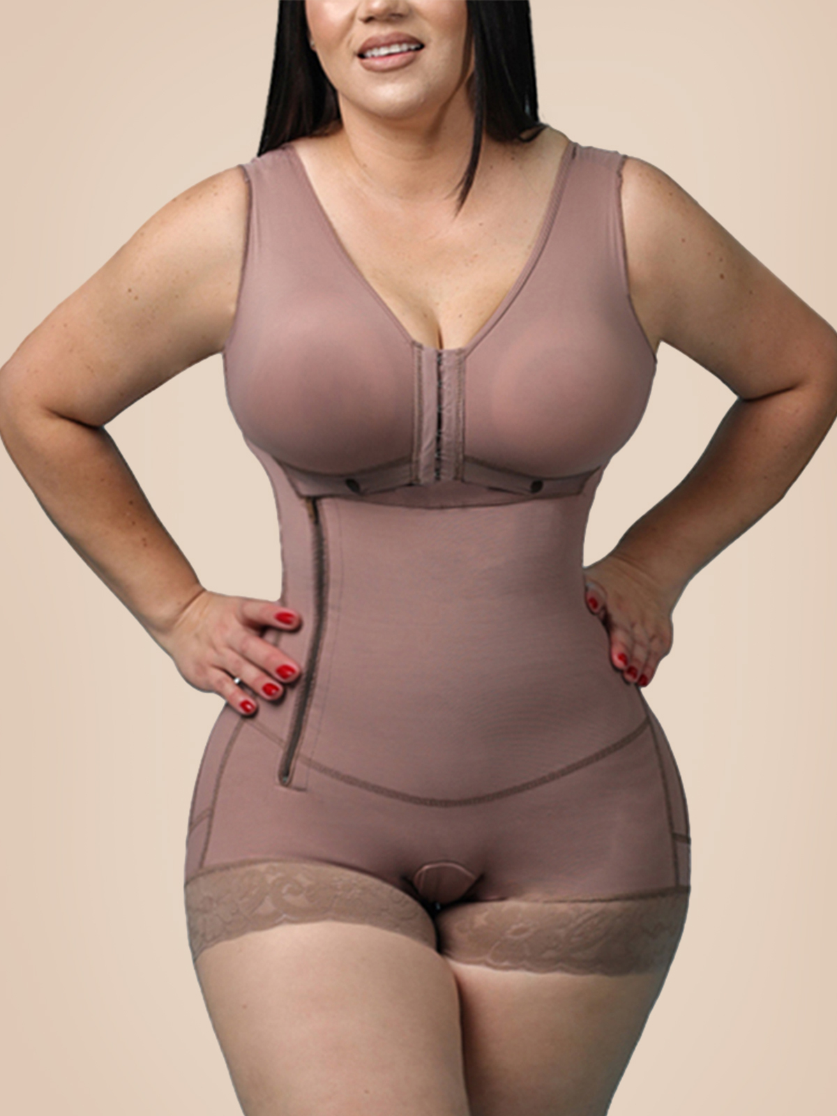 Ceinture haute compression avec soutien-gorge sans manches Body amincissant avec fermeture éclair