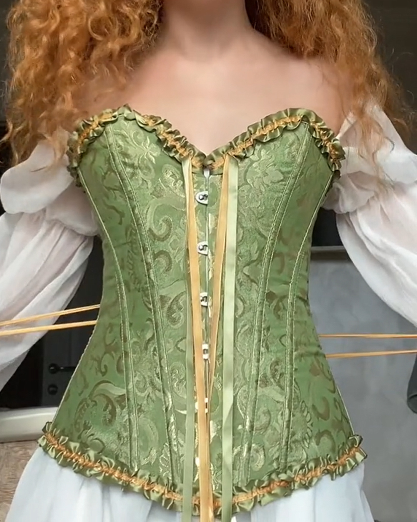 Corset à ceinture lourde jaune et vert  Helloween