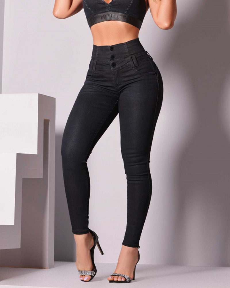 Jean skinny taille haute avec fermeture éclair au dos – Image 12