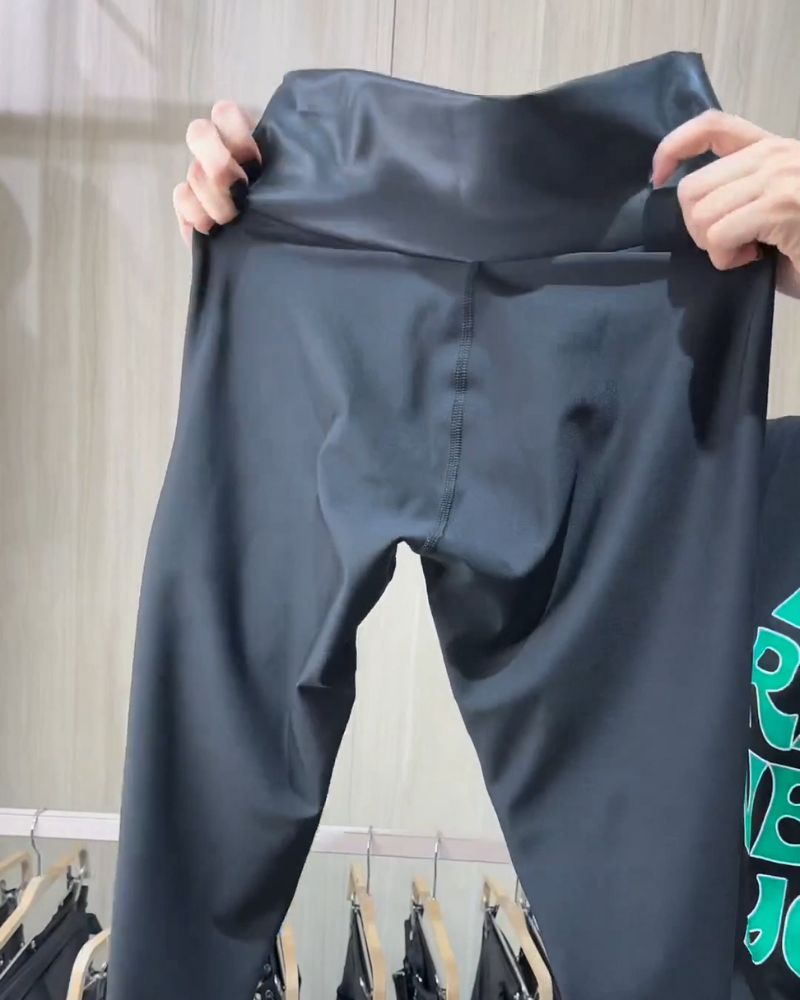 Leggings en simili cuir extensible taille haute pour femmes