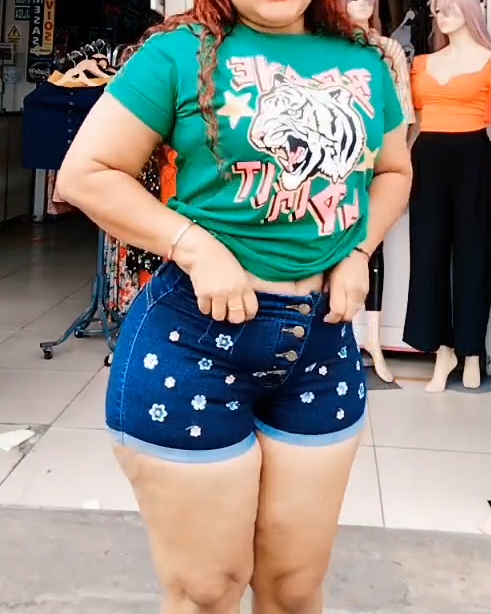 Short Booty Demin imprimé à pois