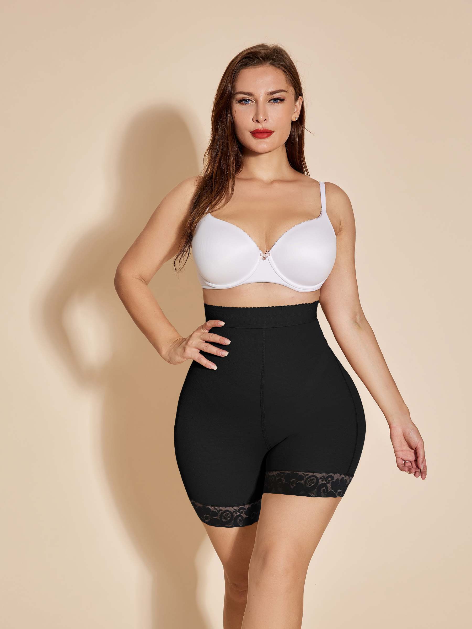 Short de levage de fesses taille haute pour femmes, rehausseur de fesses sans couture-noir