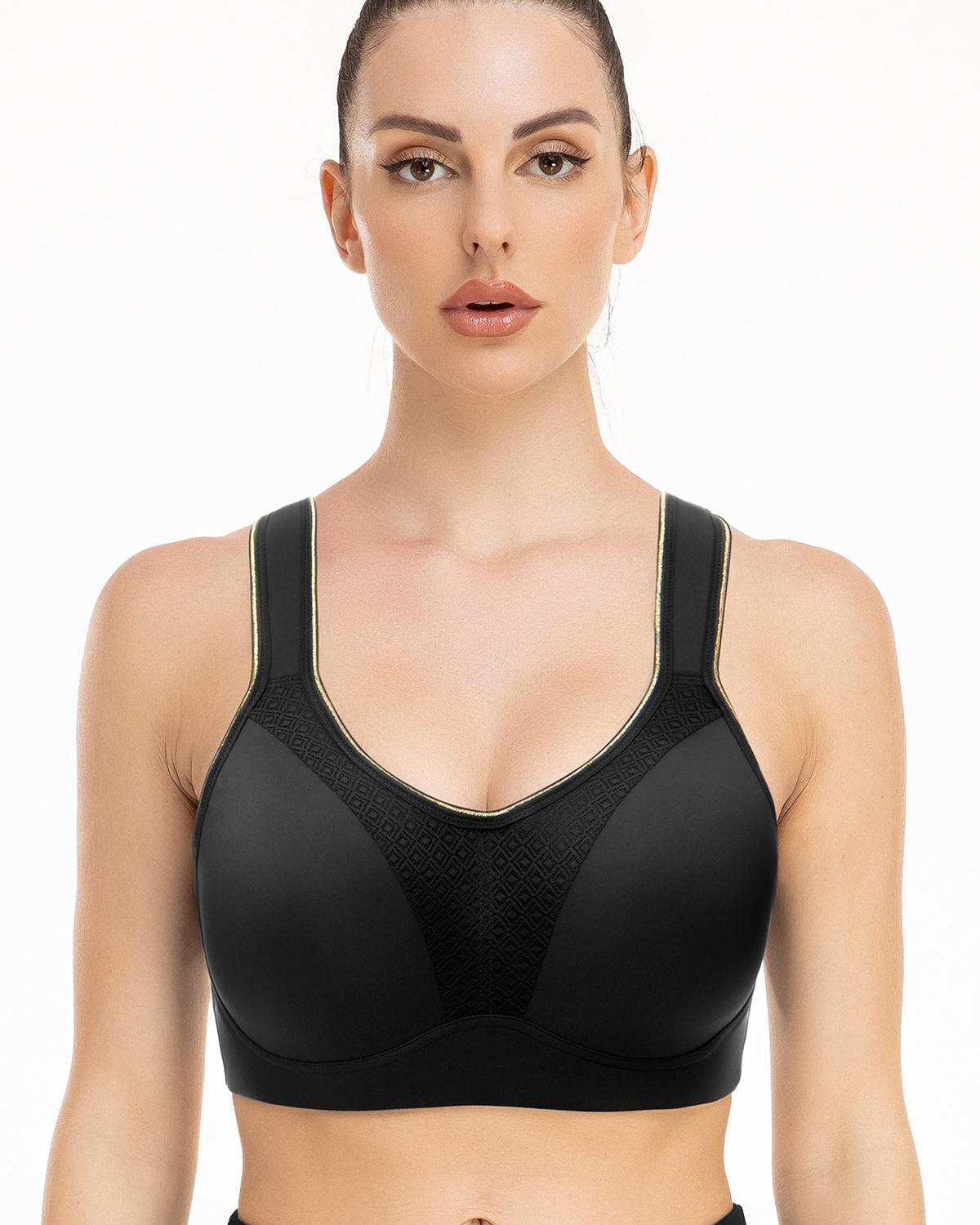 Soutien-gorge de sport à armatures à couverture complète à fort impact-Noir – Image 3