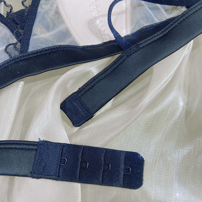 Soutien-gorge fin en dentelle sexy brodée de roses triangle – Image 2