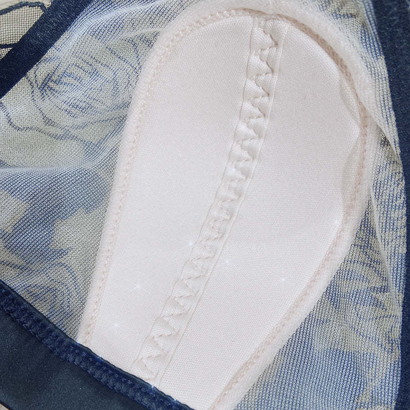 Soutien-gorge fin en dentelle sexy brodée de roses triangle – Image 7