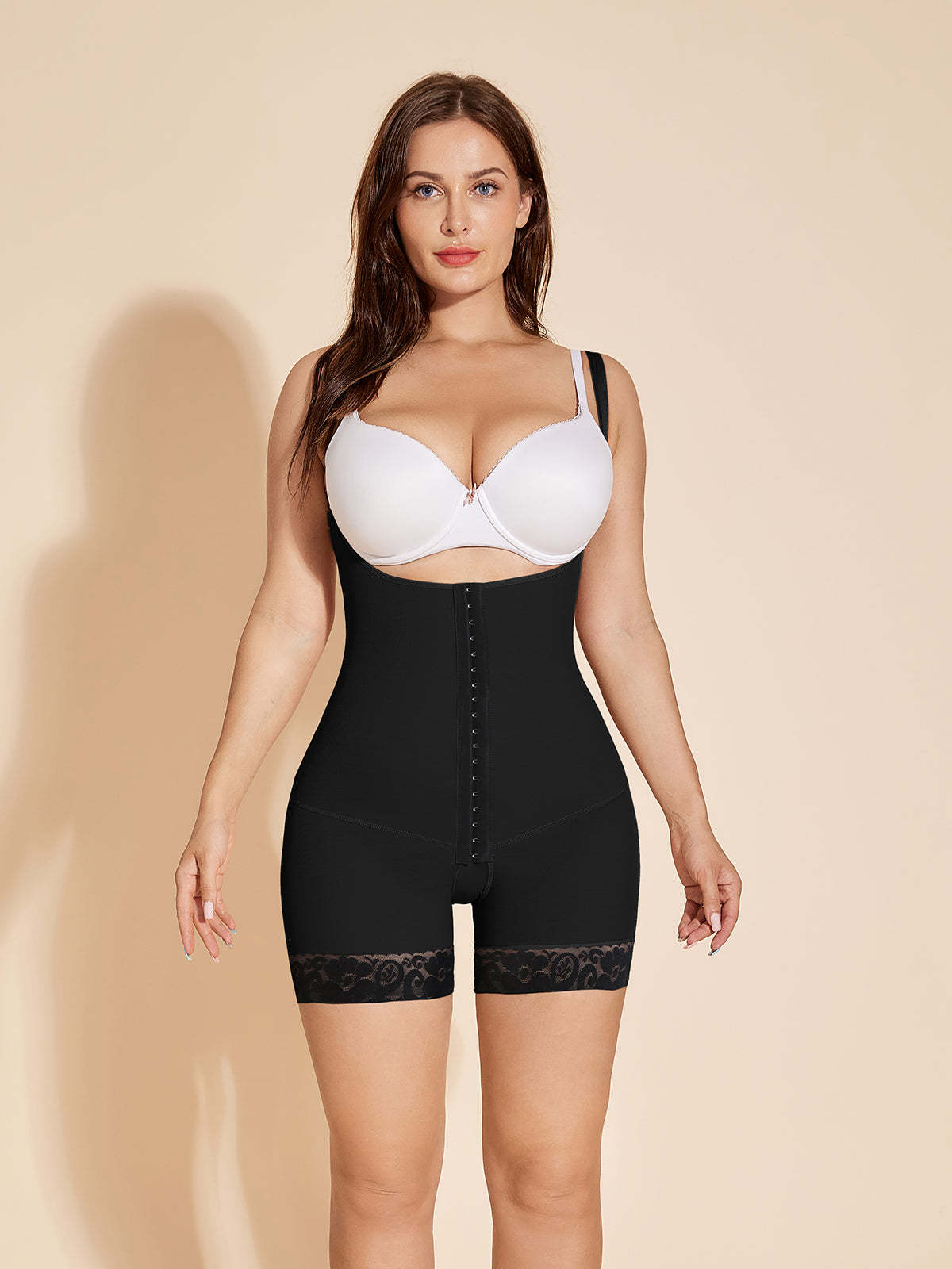 Tummy Control Body Shaper Femmes Ouvert Entrejambe Butt Lifting Shapewear - Noir