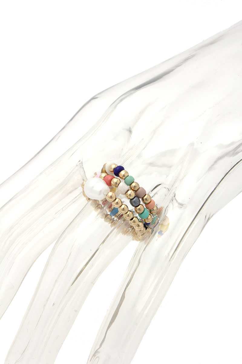 Bague extensible perlée de perles