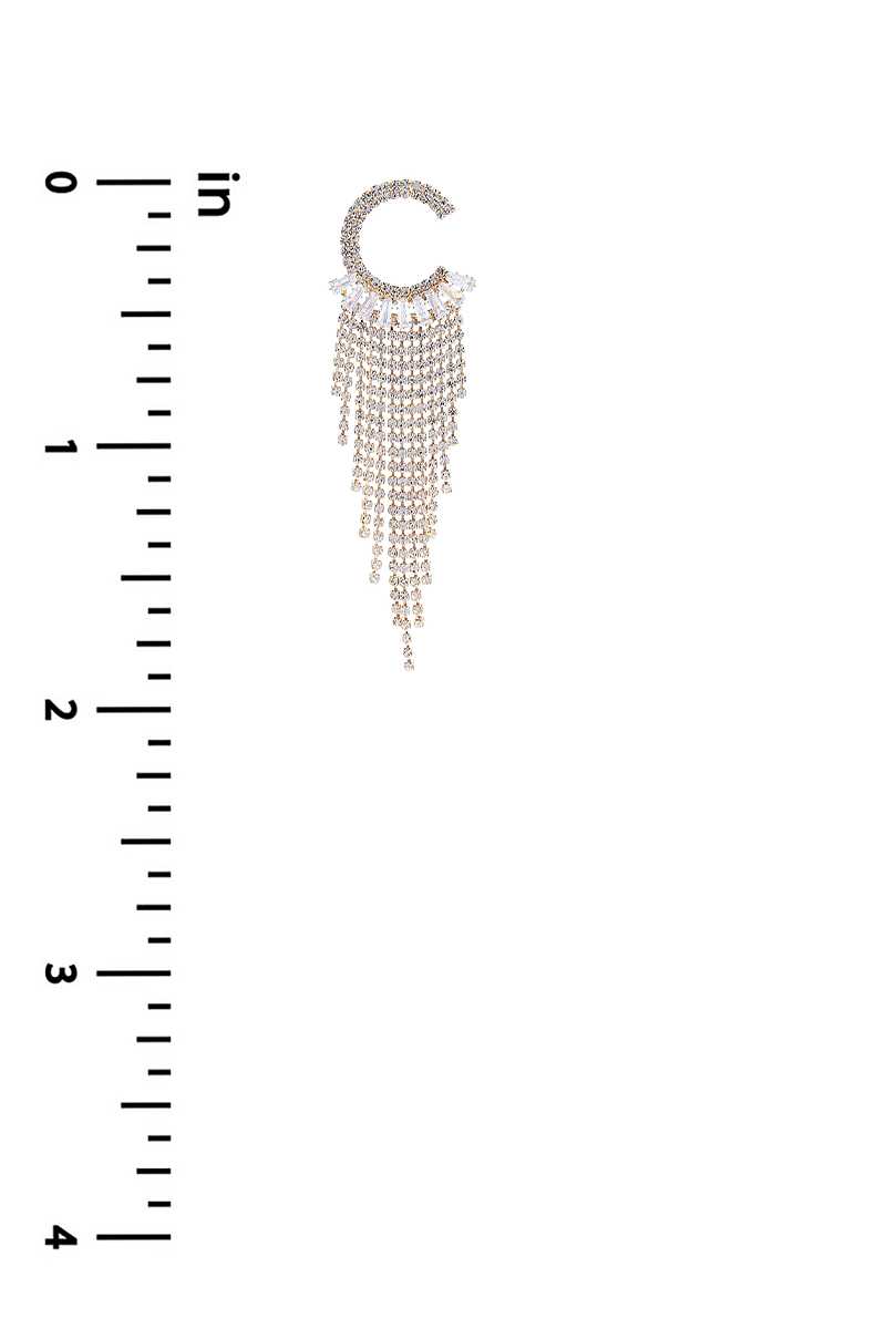 Boucle d'oreille à franges baguette en forme de C en cristal