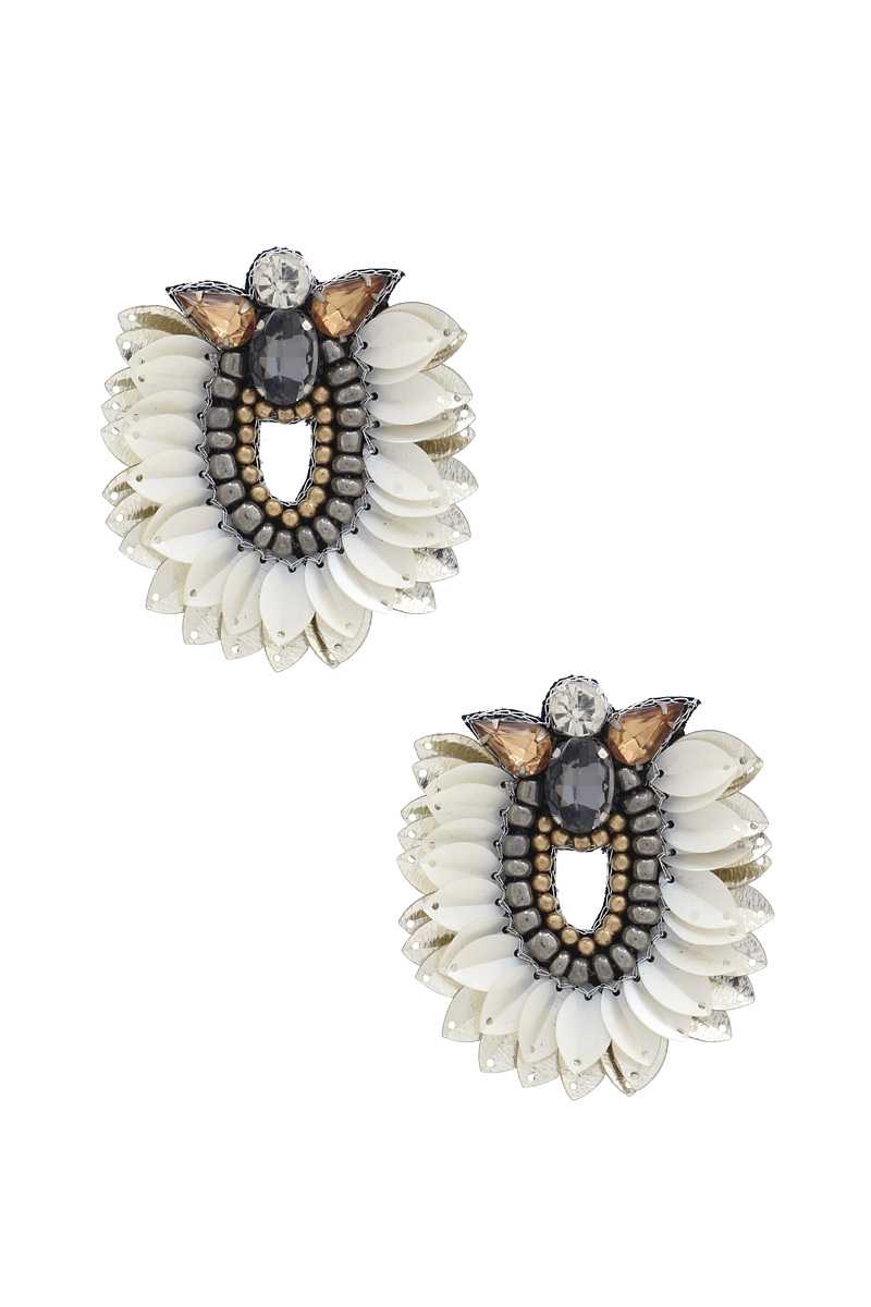 Boucle d'oreille à tige avec bord à paillettes en strass