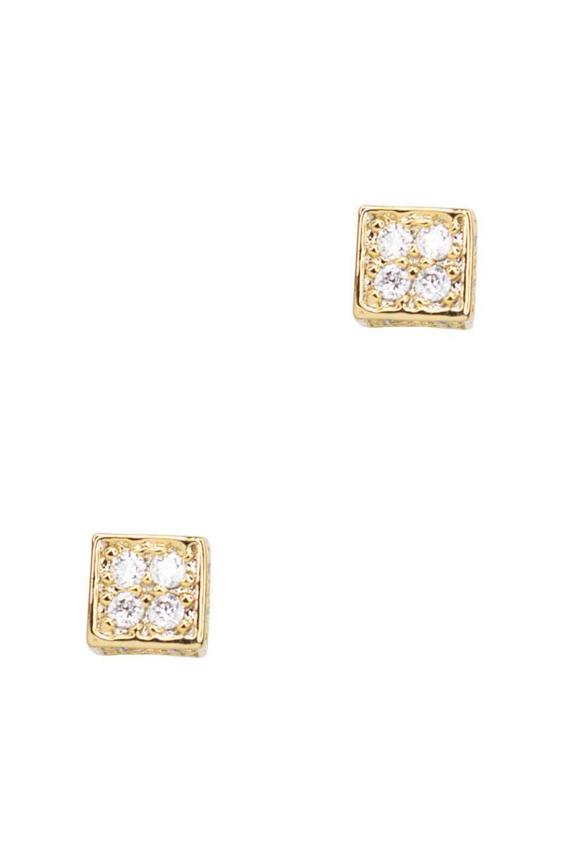 Boucle d'oreille à tige en pierre carrée avec boîte secrète
