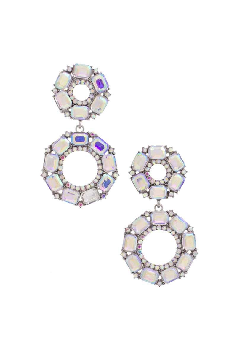 Boucle d'oreille double cercle en strass