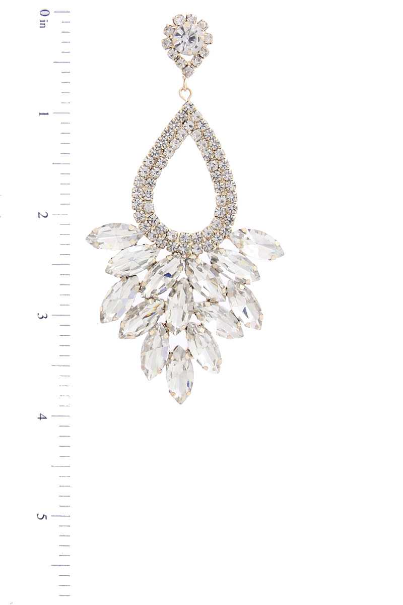 Boucle d'oreille en forme de larme avec strass de couleur