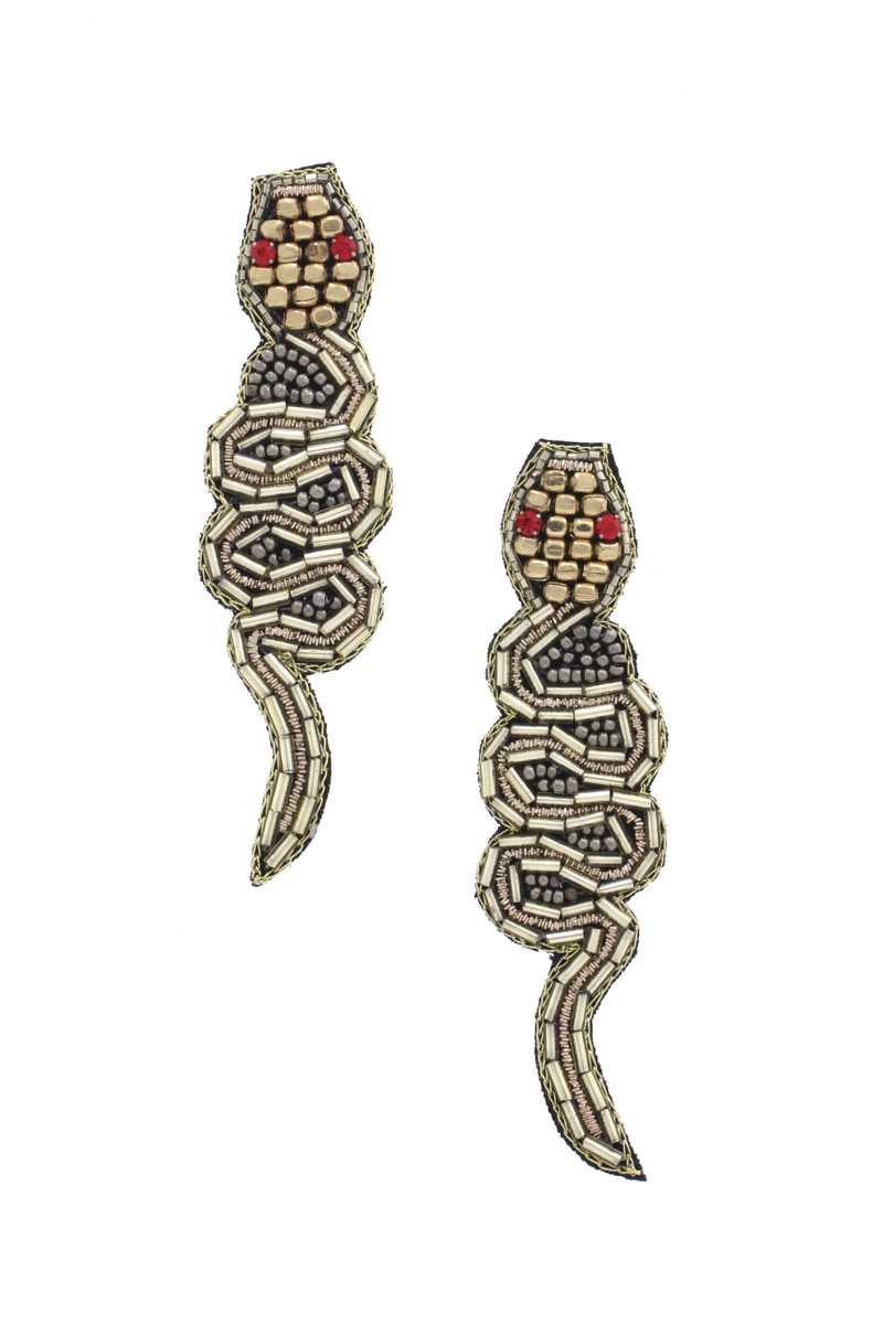 Boucle d'oreille en perles de rocaille de serpent