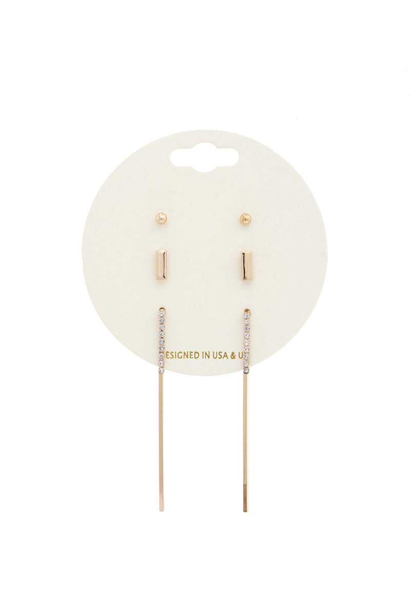 Boucle d'oreille fine en métal strass