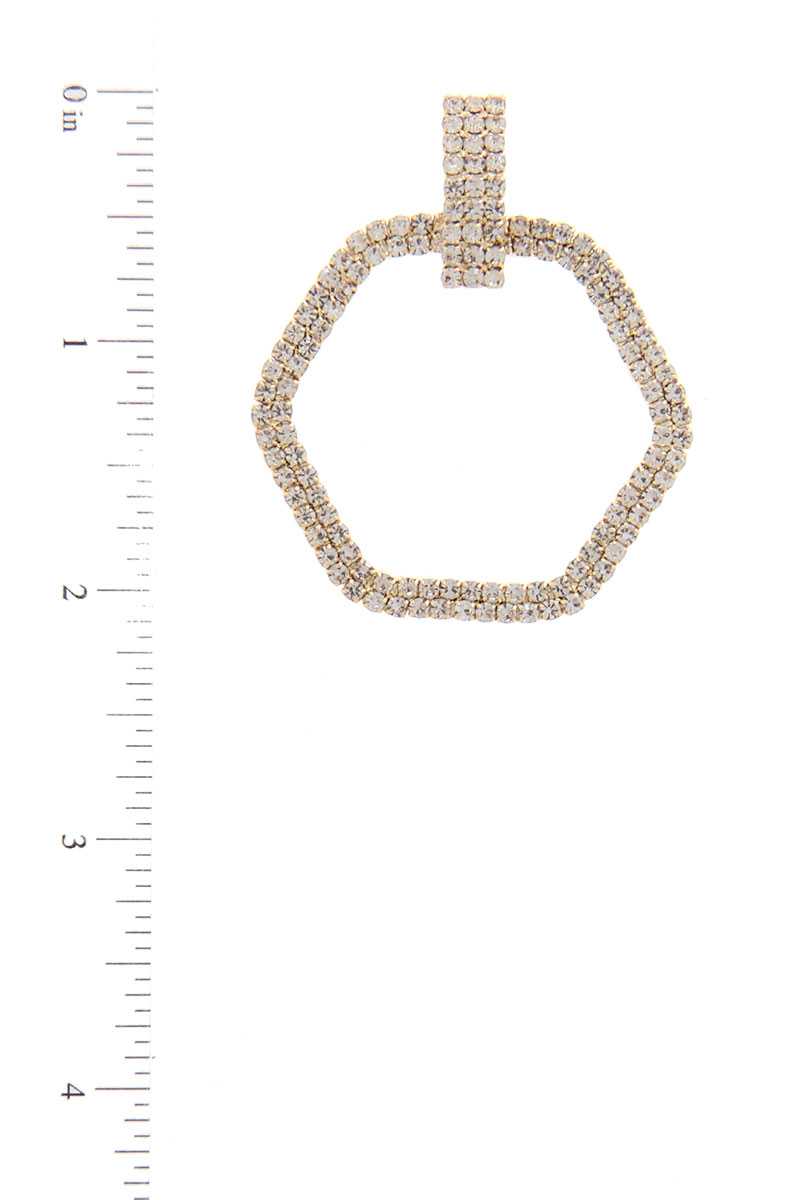Boucle d'oreille pendante en forme d'hexagone en strass
