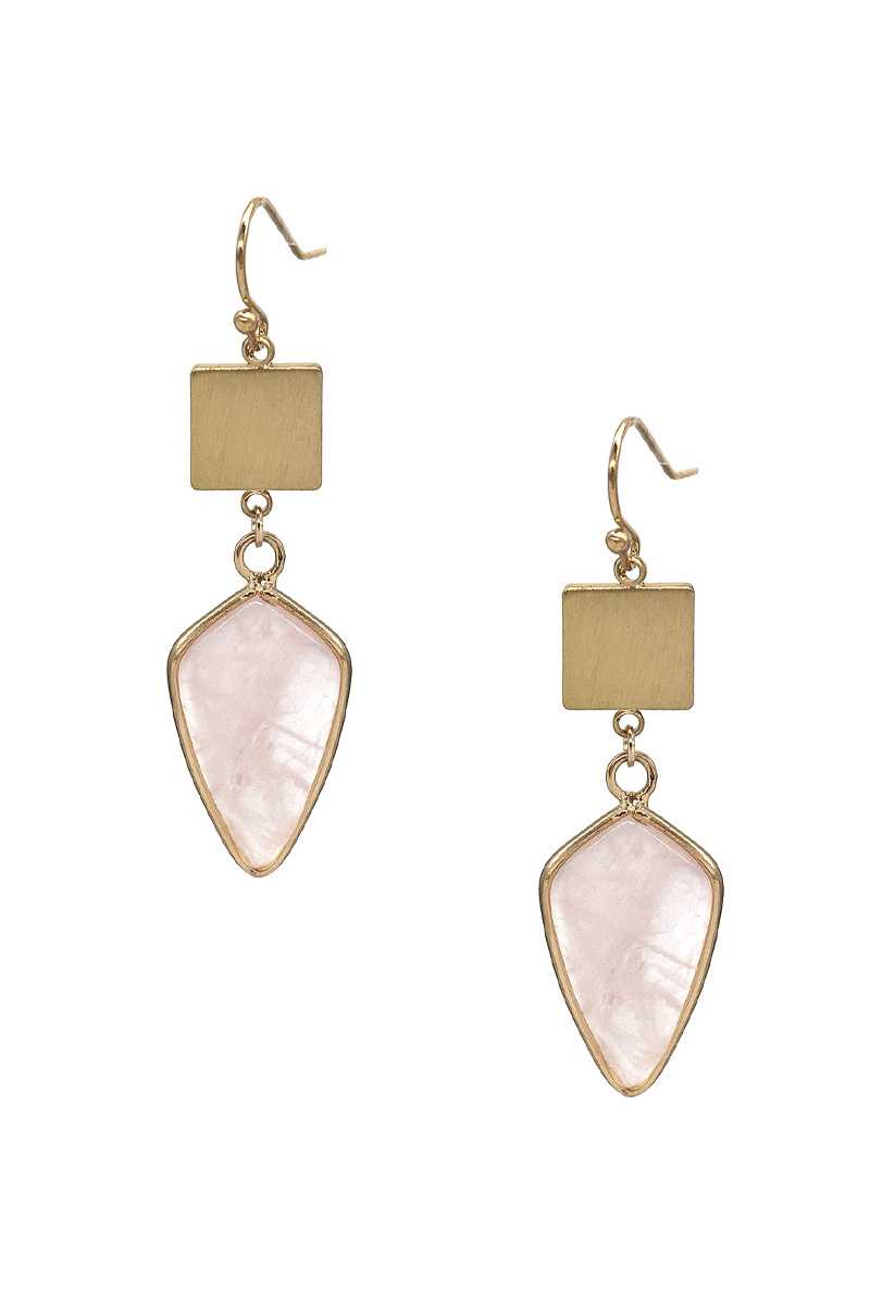 Boucle d'oreille pendante en pierre marbrée à la mode