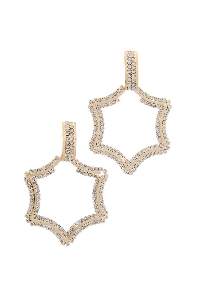 Boucle d'oreille pendante en strass en forme d'étoile