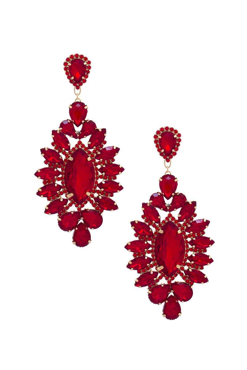 Boucle d'oreille pendante en strass marquise