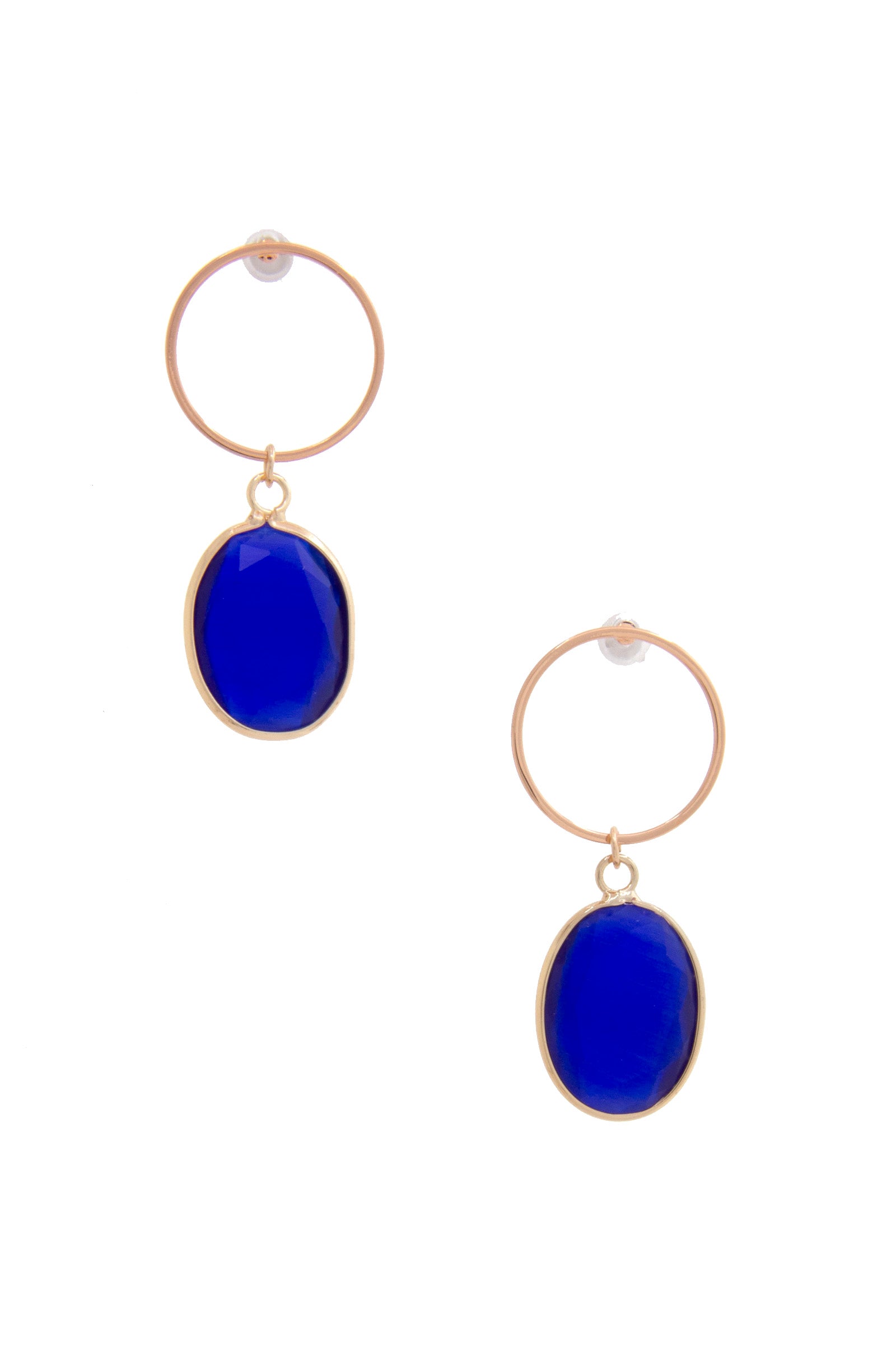 Boucle d'oreille pendante ovale en métal rond