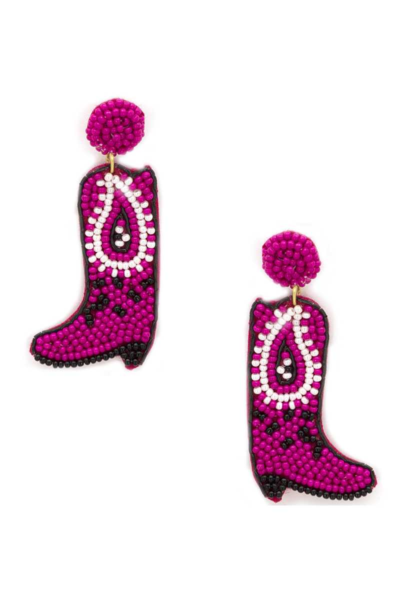 Boucle d'oreille pendante pour bottes de style occidental en perles de rocaille