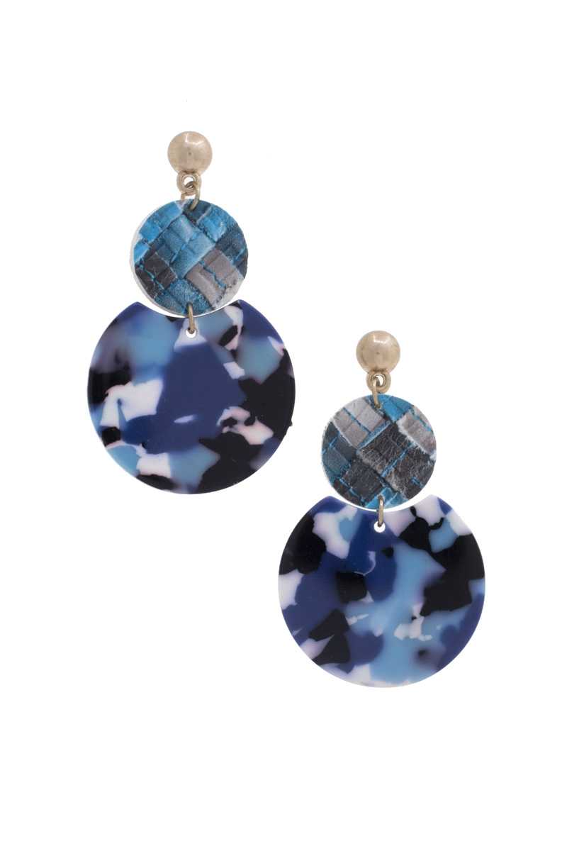 Boucle d'oreille pendante ronde en acétate