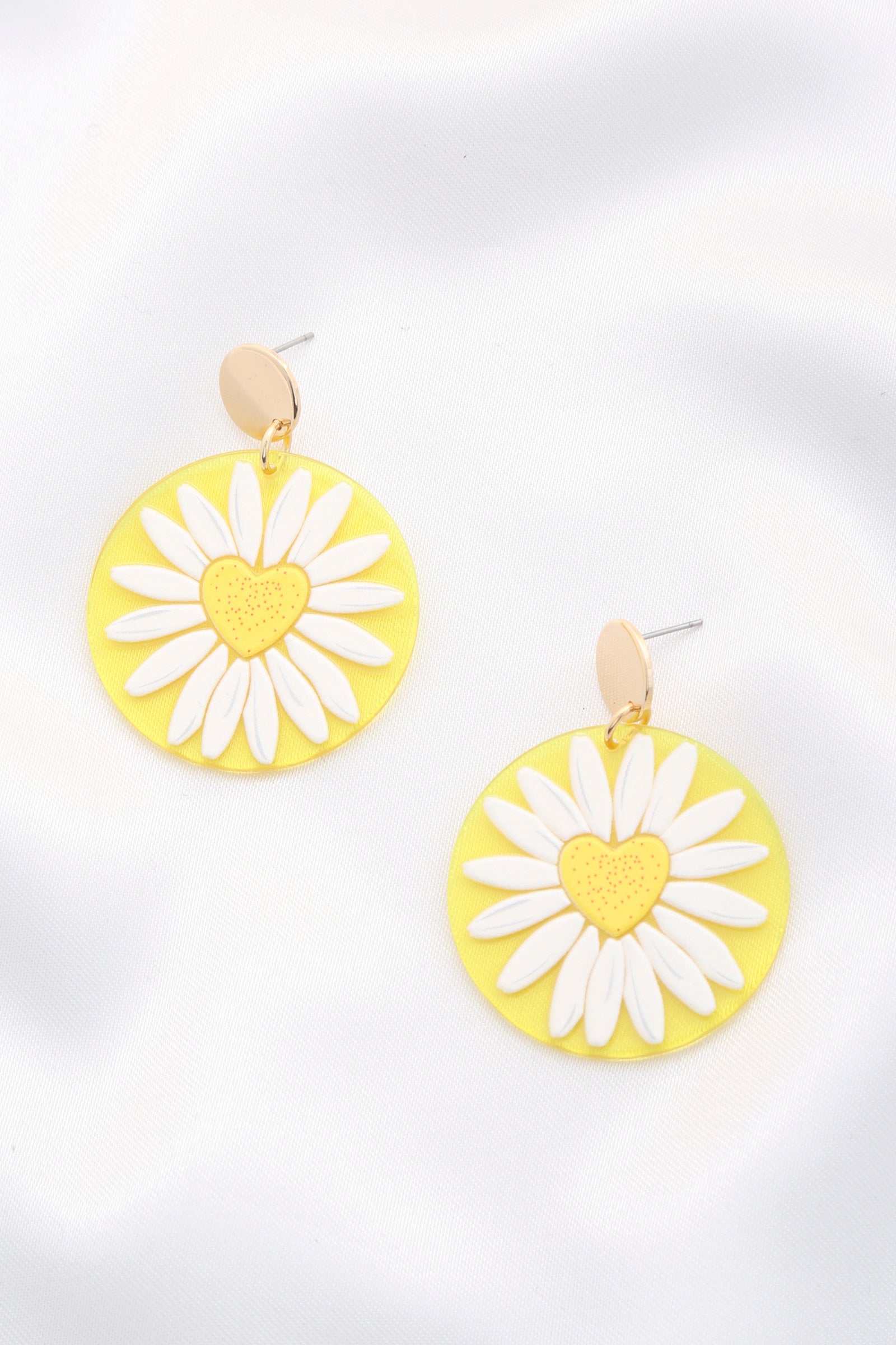Boucle d'oreille ronde Ac imprimée marguerite